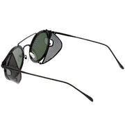 zeroUV Vintage Dapper Steampunk Side Cover Round Sunglasses C083 Sunglasses