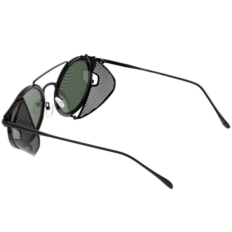 zeroUV Vintage Dapper Steampunk Side Cover Round Sunglasses C083 Sunglasses