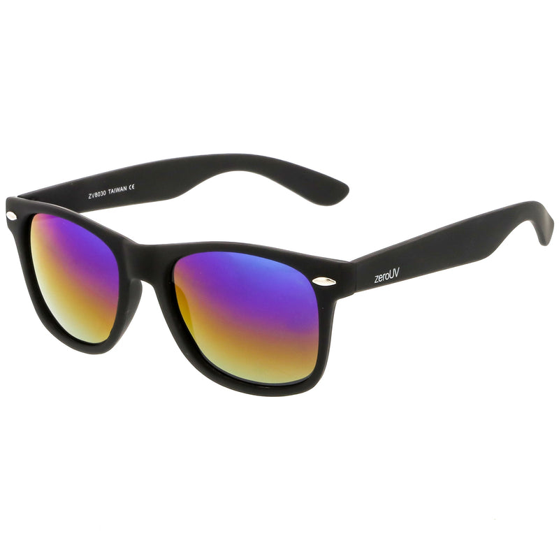 zeroUV Flat Matte Black Mirrored Polarized Lens Horned Rim Sunglasses 8030 Sunglasses