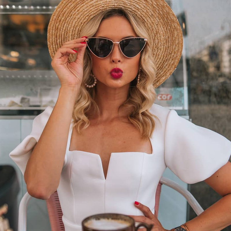 zeroUV Oversize Thin Metal Cat Eye Butterfly Frame Sunglasses C201 Sunglasses