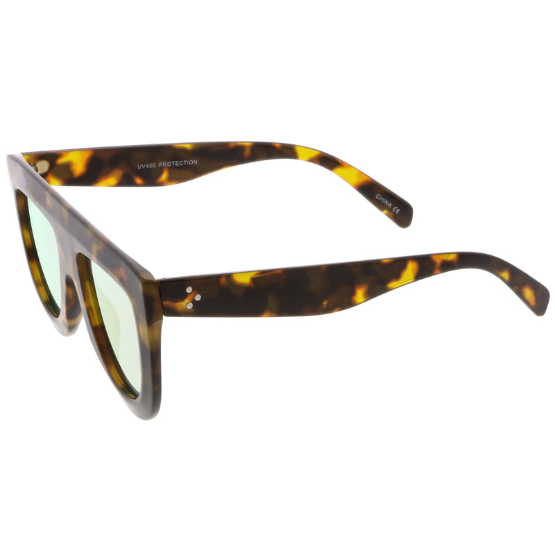 zeroUV Oversize Retro Modern Flat Top Mirrored Lens Sunglasses C275 Sunglasses