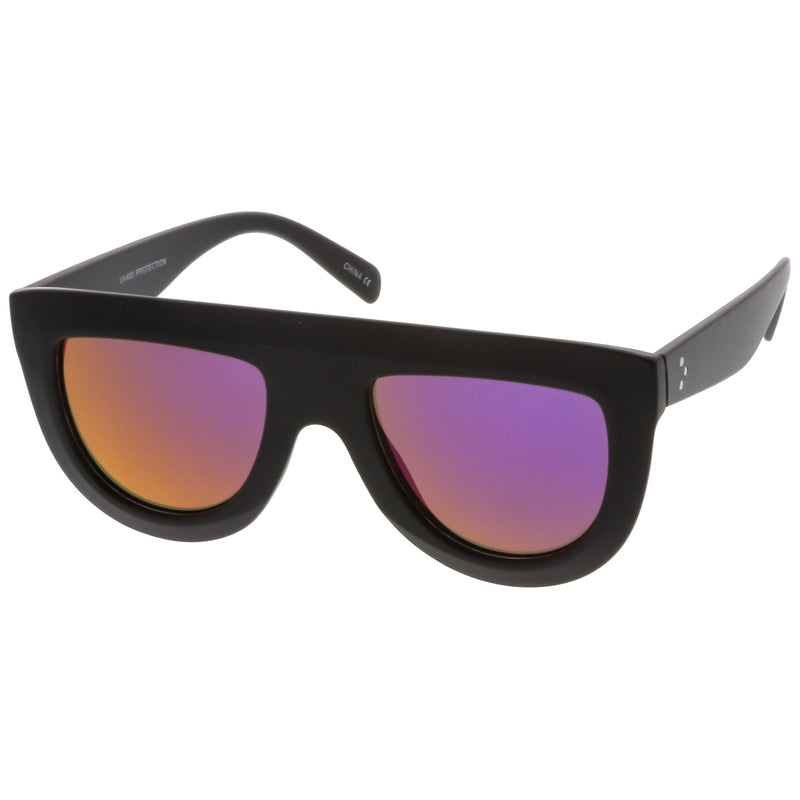 zeroUV Oversize Retro Modern Flat Top Mirrored Lens Sunglasses C275 Sunglasses