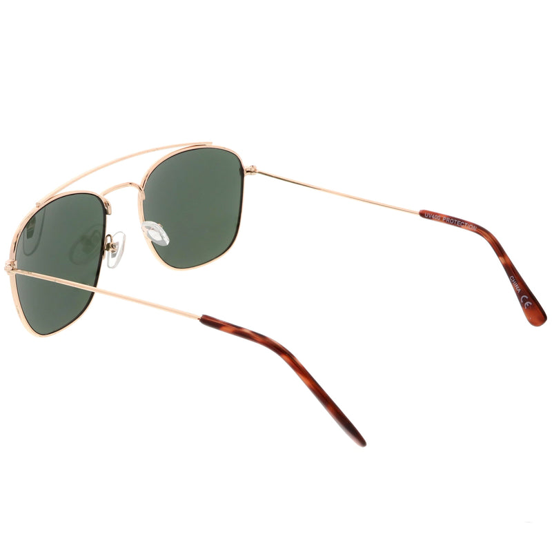 zeroUV Retro Dapper Full Metal Square Crossbar Sunglasses C356 Sunglasses