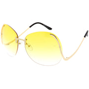 zeroUV Rimless Curved Metal Arms Round Color Tinted Lens Oversize Sunglasses C428 Sunglasses