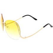 zeroUV Rimless Curved Metal Arms Round Color Tinted Lens Oversize Sunglasses C428 Sunglasses