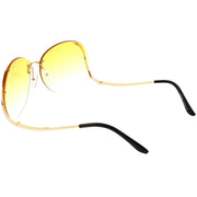 zeroUV Rimless Curved Metal Arms Round Color Tinted Lens Oversize Sunglasses C428 Sunglasses