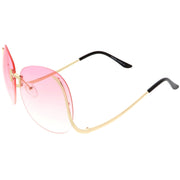 zeroUV Rimless Curved Metal Arms Round Color Tinted Lens Oversize Sunglasses C428 Sunglasses