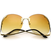 zeroUV Rimless Curved Metal Arms Round Color Tinted Lens Oversize Sunglasses C428 Sunglasses