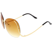 zeroUV Rimless Curved Metal Arms Round Color Tinted Lens Oversize Sunglasses C428 Sunglasses