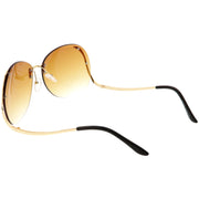 zeroUV Rimless Curved Metal Arms Round Color Tinted Lens Oversize Sunglasses C428 Sunglasses