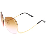 zeroUV Rimless Curved Metal Arms Round Color Tinted Lens Oversize Sunglasses C428 Sunglasses