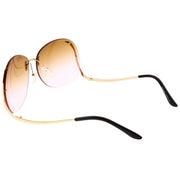 zeroUV Rimless Curved Metal Arms Round Color Tinted Lens Oversize Sunglasses C428 Sunglasses