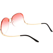 zeroUV Rimless Curved Metal Arms Round Color Tinted Lens Oversize Sunglasses C428 Sunglasses