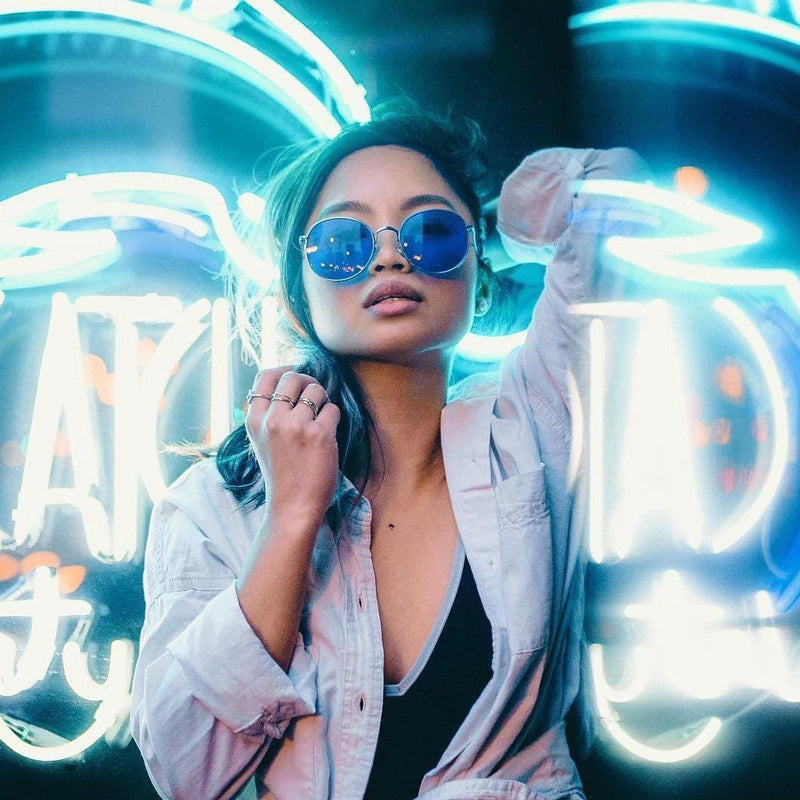 zeroUV Retro Fashion Round Color Tone Colors Flat Lens Sunglasses C437 Sunglasses