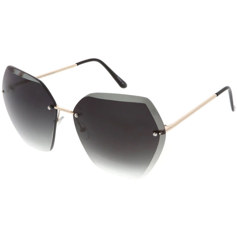zeroUV Oversize Rimless Beveled Gradient Lens Geometric Sunglasses C438 Sunglasses