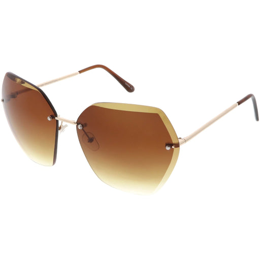 zeroUV Oversize Rimless Beveled Gradient Lens Geometric Sunglasses C438 Sunglasses