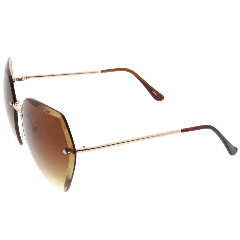 zeroUV Oversize Rimless Beveled Gradient Lens Geometric Sunglasses C438 Sunglasses