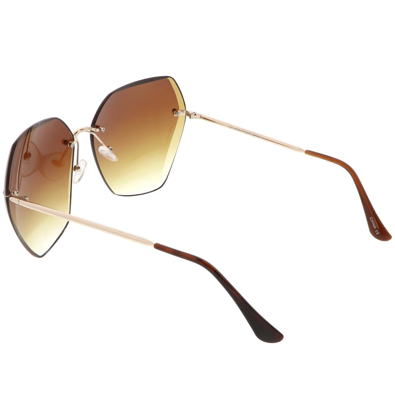 zeroUV Oversize Rimless Beveled Gradient Lens Geometric Sunglasses C438 Sunglasses