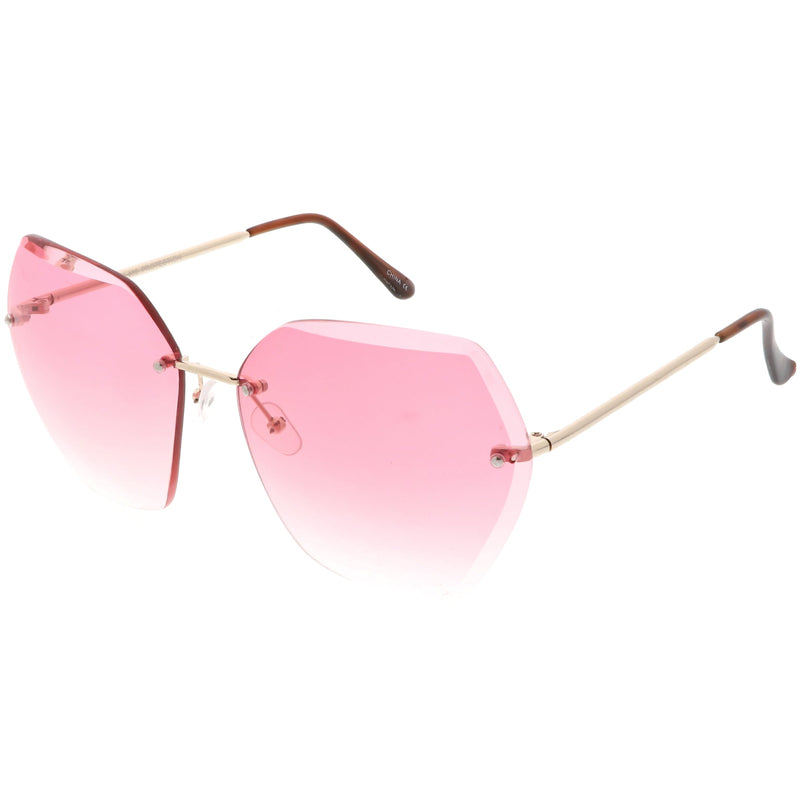 zeroUV Oversize Rimless Beveled Gradient Lens Geometric Sunglasses C438 Sunglasses