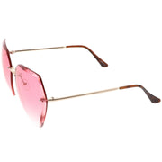 zeroUV Oversize Rimless Beveled Gradient Lens Geometric Sunglasses C438 Sunglasses