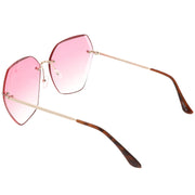zeroUV Oversize Rimless Beveled Gradient Lens Geometric Sunglasses C438 Sunglasses