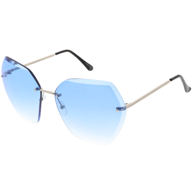 zeroUV Oversize Rimless Beveled Gradient Lens Geometric Sunglasses C438 Sunglasses
