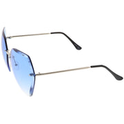 zeroUV Oversize Rimless Beveled Gradient Lens Geometric Sunglasses C438 Sunglasses