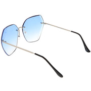 zeroUV Oversize Rimless Beveled Gradient Lens Geometric Sunglasses C438 Sunglasses