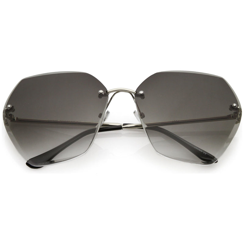 zeroUV Oversize Rimless Beveled Gradient Lens Geometric Sunglasses C438 Sunglasses