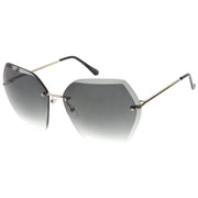 zeroUV Oversize Rimless Beveled Gradient Lens Geometric Sunglasses C438 Sunglasses