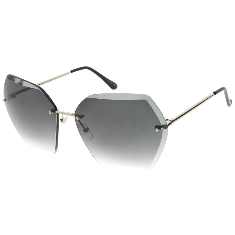 zeroUV Oversize Rimless Beveled Gradient Lens Geometric Sunglasses C438 Sunglasses