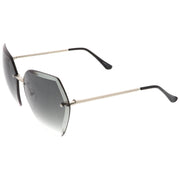 zeroUV Oversize Rimless Beveled Gradient Lens Geometric Sunglasses C438 Sunglasses