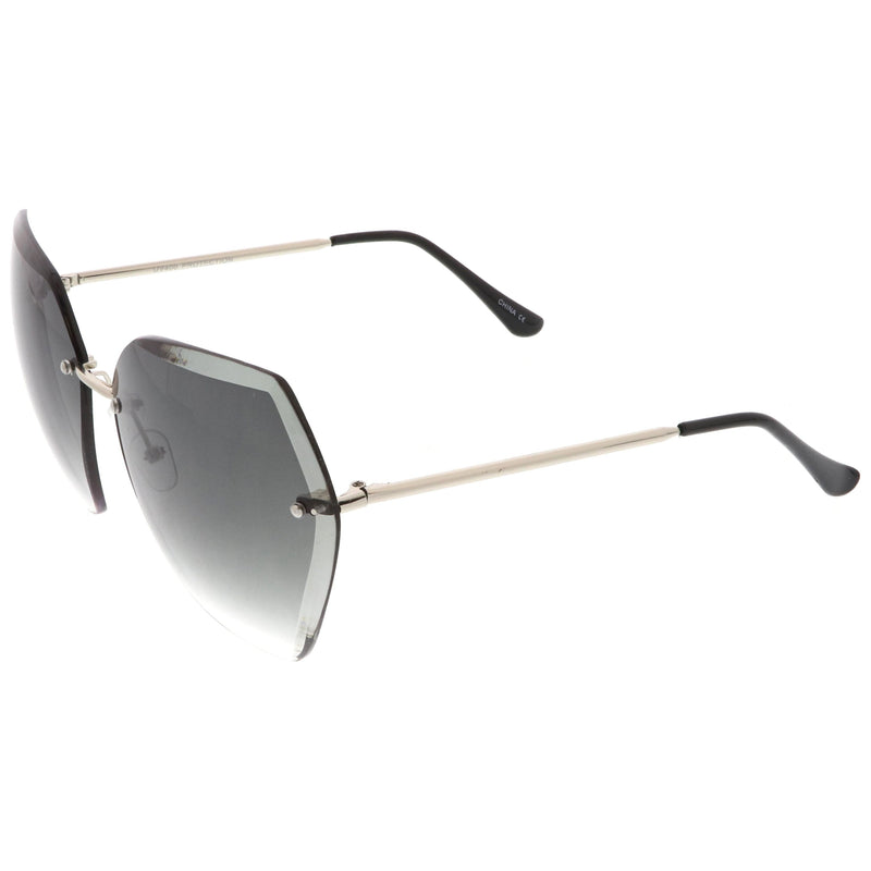 zeroUV Oversize Rimless Beveled Gradient Lens Geometric Sunglasses C438 Sunglasses