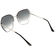 zeroUV Oversize Rimless Beveled Gradient Lens Geometric Sunglasses C438 Sunglasses