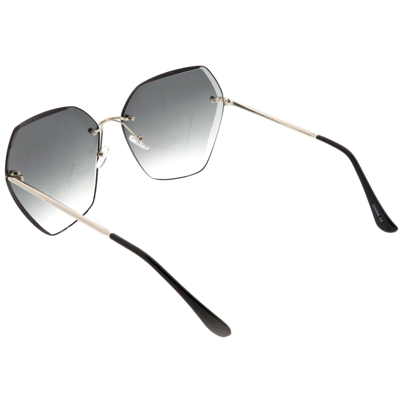 zeroUV Oversize Rimless Beveled Gradient Lens Geometric Sunglasses C438 Sunglasses