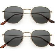 zeroUV Retro Modern Geometric Hexagon Frame Dapper Sunglasses C455 Sunglasses