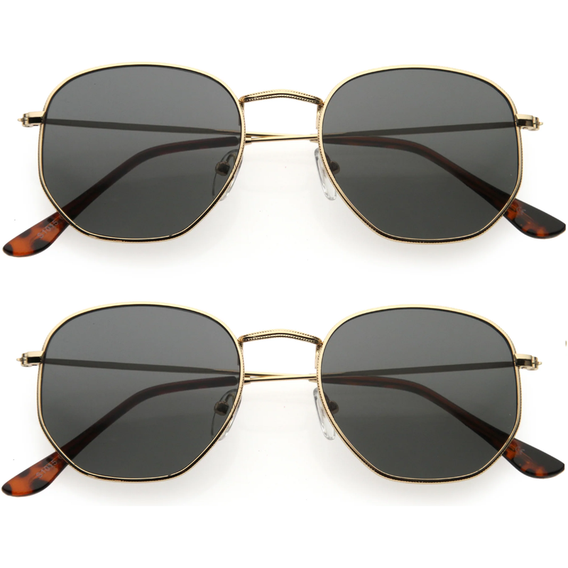zeroUV Retro Modern Geometric Hexagon Frame Dapper Sunglasses C455 Sunglasses