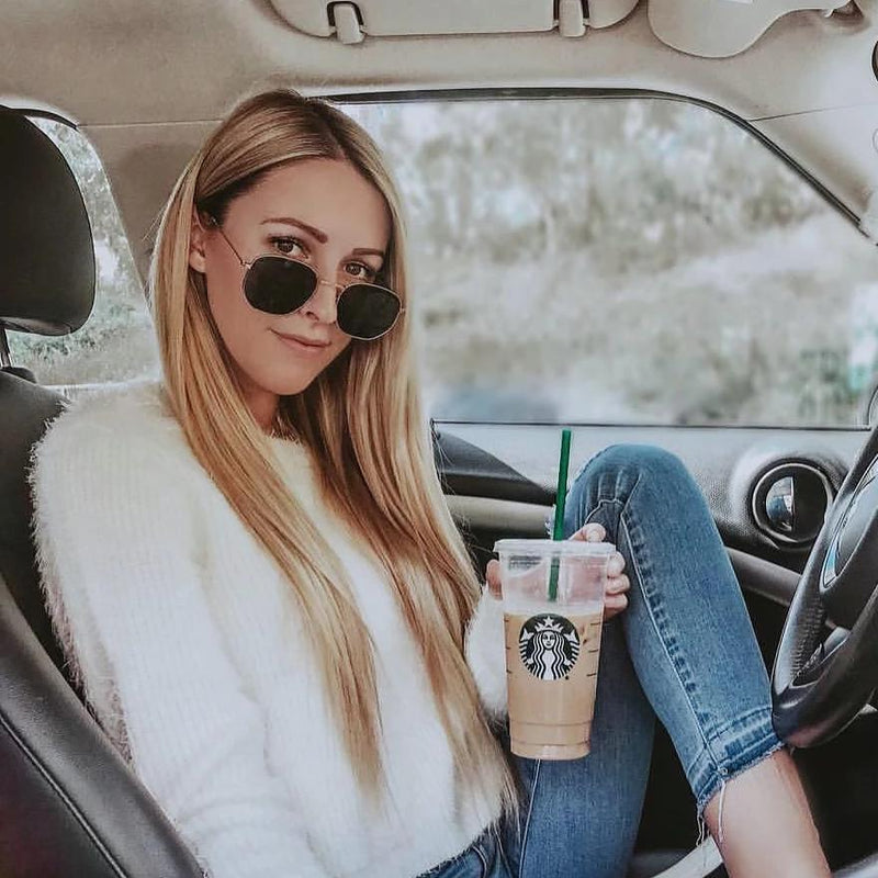 zeroUV Retro Modern Geometric Hexagon Frame Dapper Sunglasses C455 Sunglasses