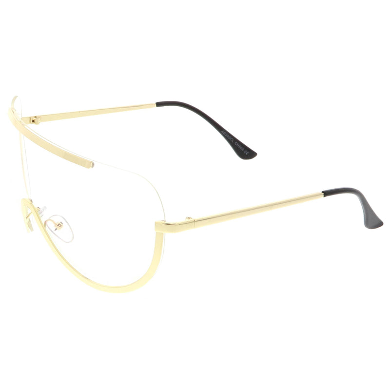 zeroUV Oversize Semi Rimless Metal Trim Shield Blue Light Glasses C460 Glasses