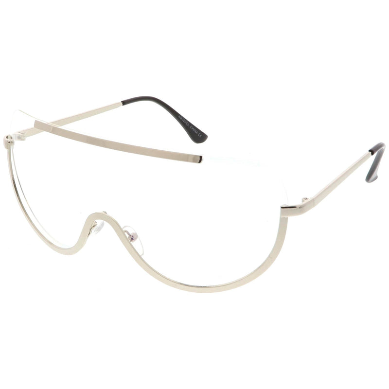 zeroUV Oversize Semi Rimless Metal Trim Shield Blue Light Glasses C460 Glasses