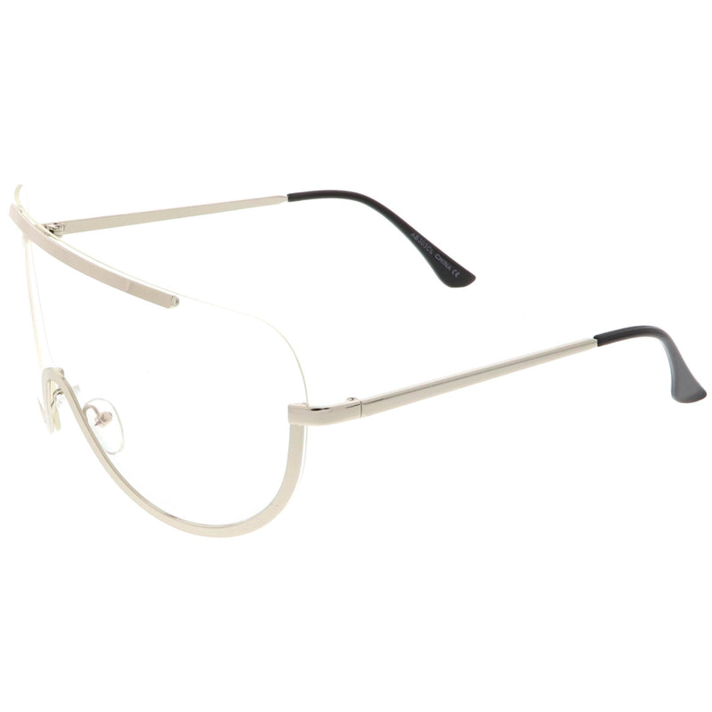 zeroUV Oversize Semi Rimless Metal Trim Shield Blue Light Glasses C460 Glasses