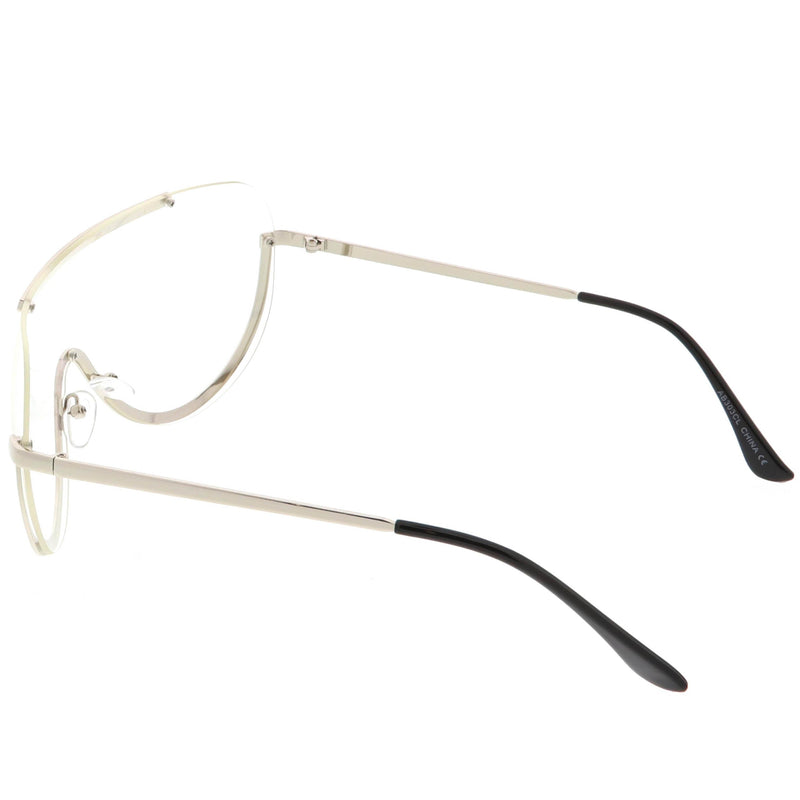 zeroUV Oversize Semi Rimless Metal Trim Shield Blue Light Glasses C460 Glasses