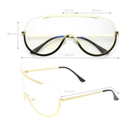 zeroUV Oversize Semi Rimless Metal Trim Shield Blue Light Glasses C460 Glasses