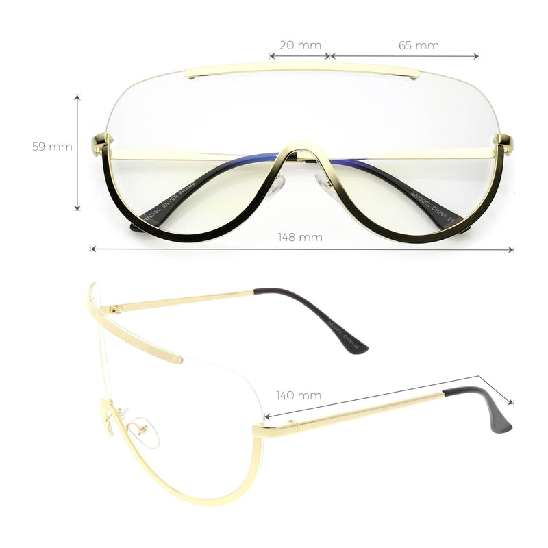 zeroUV Oversize Semi Rimless Metal Trim Shield Blue Light Glasses C460 Glasses
