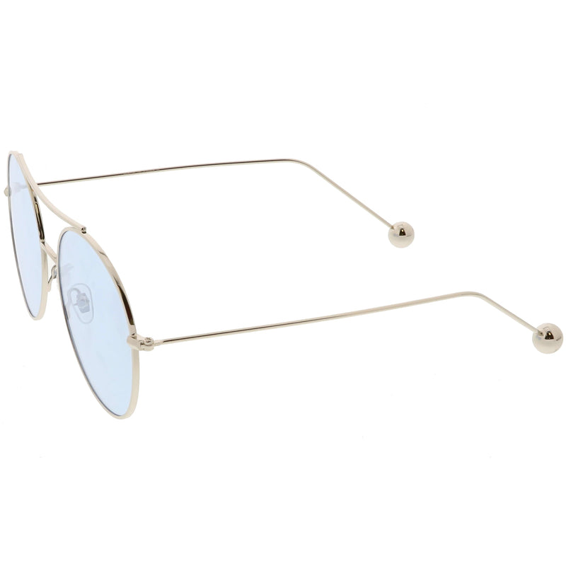 zeroUV Premium Oversize Color Oval Plat Lens Aviator Sunglasses C498 Sunglasses