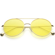 zeroUV Premium Oversize Color Oval Plat Lens Aviator Sunglasses C498 Sunglasses