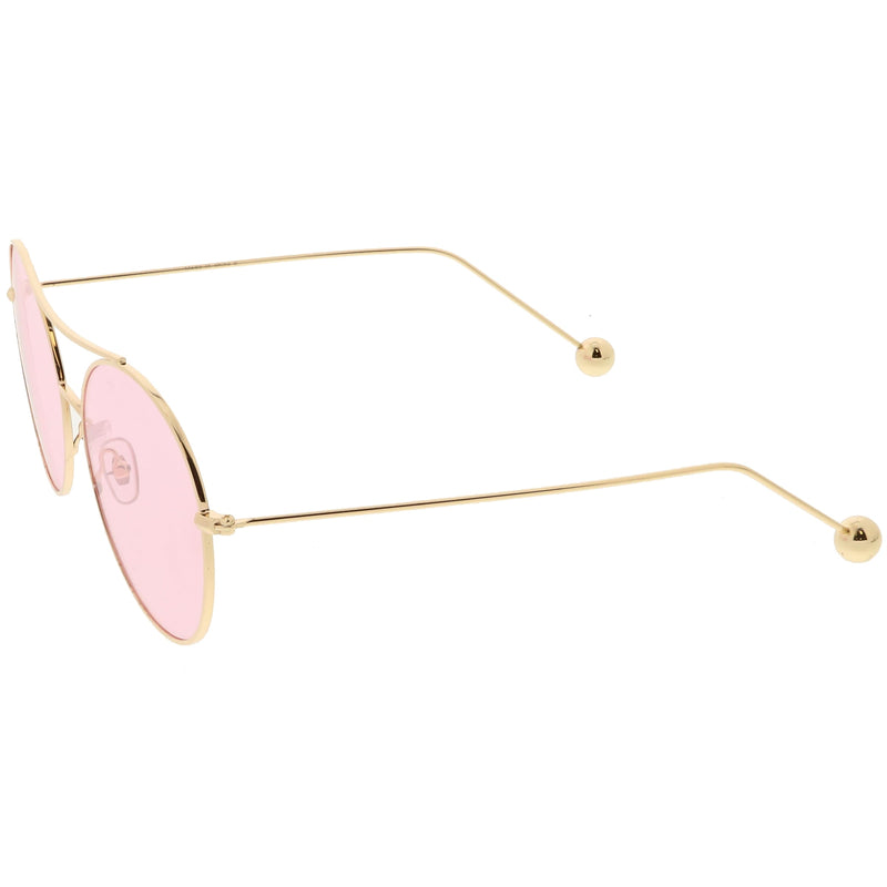 zeroUV Premium Oversize Color Oval Plat Lens Aviator Sunglasses C498 Sunglasses
