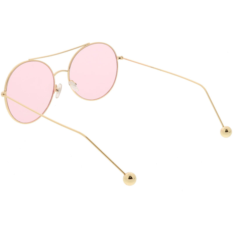 zeroUV Premium Oversize Color Oval Plat Lens Aviator Sunglasses C498 Sunglasses