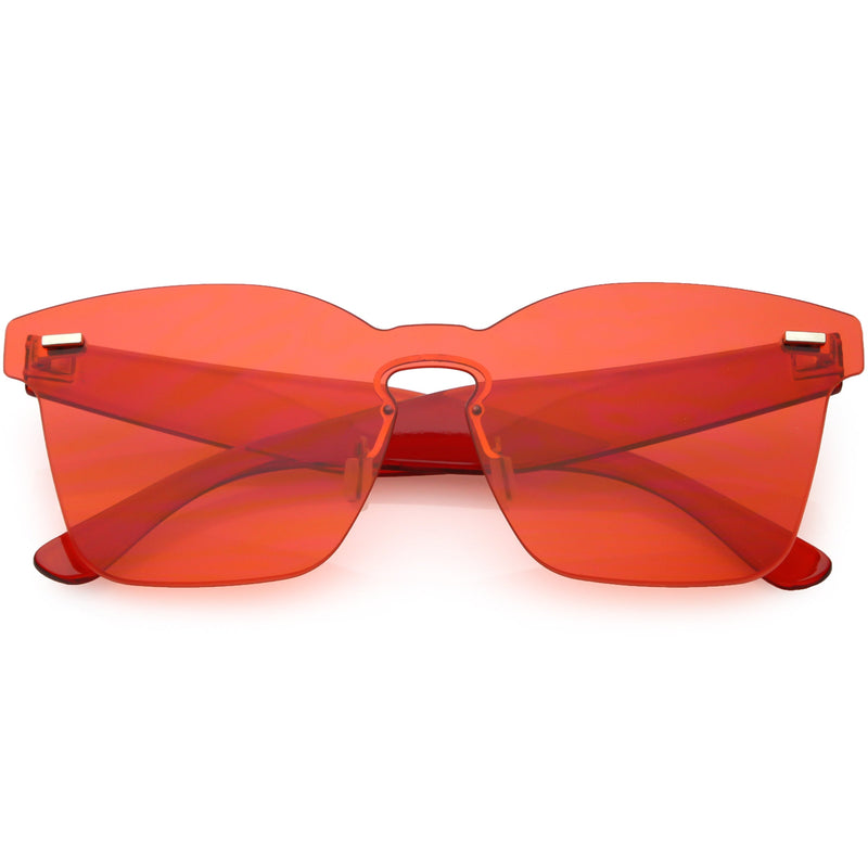 zeroUV Oversize Retro Modern Mono Futuristic Color Tone Lens Horn Rimmed Sunglasses C505 Sunglasses