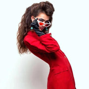 zeroUV Women's Retro Side Angle Cat Eye Color Lens Sunglasses C510 Sunglasses